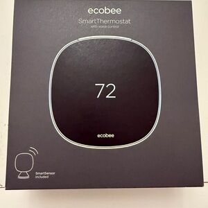 Ecobee Black Smart Thermostat with Voice Control including 3 wall mount sensors
